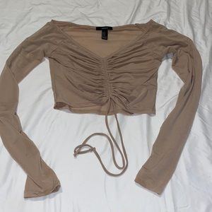 tan sheer crop top